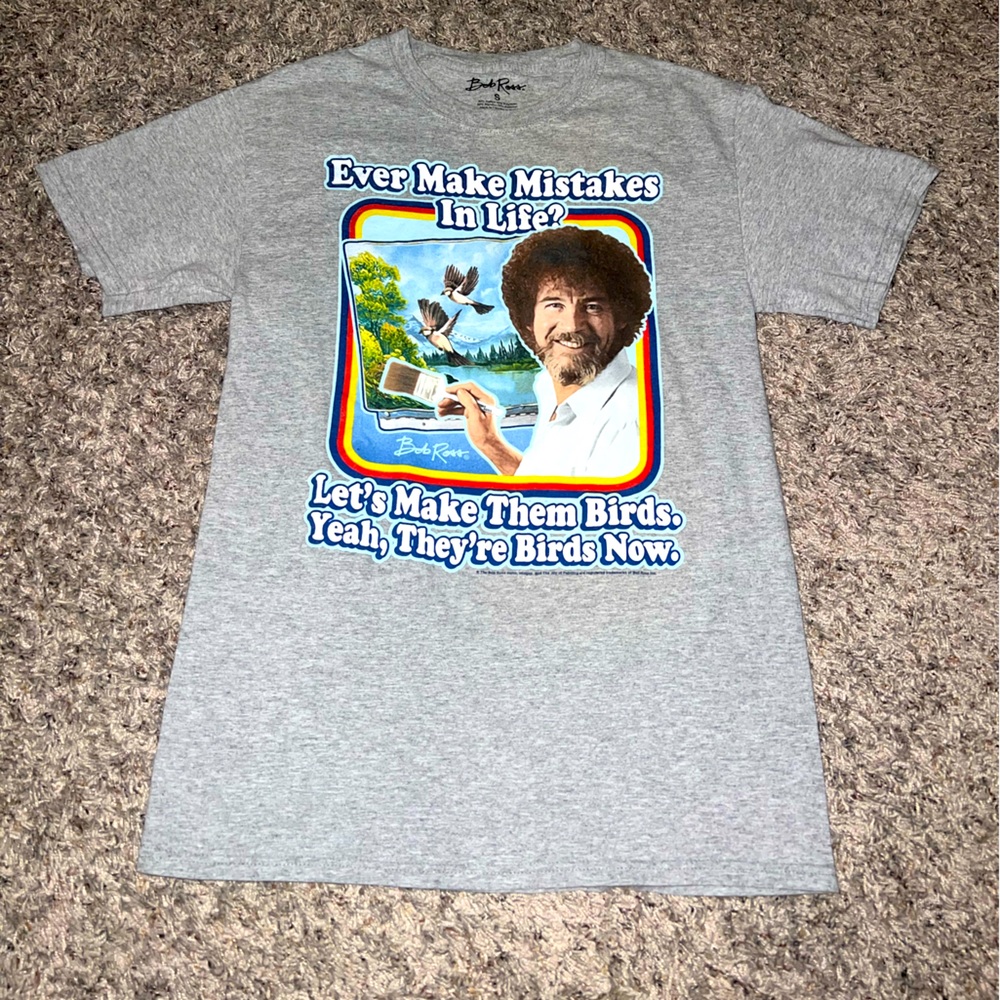 Bob Ross “Ever Make Mistakes in Life?” Graphic Tee. Size Small.